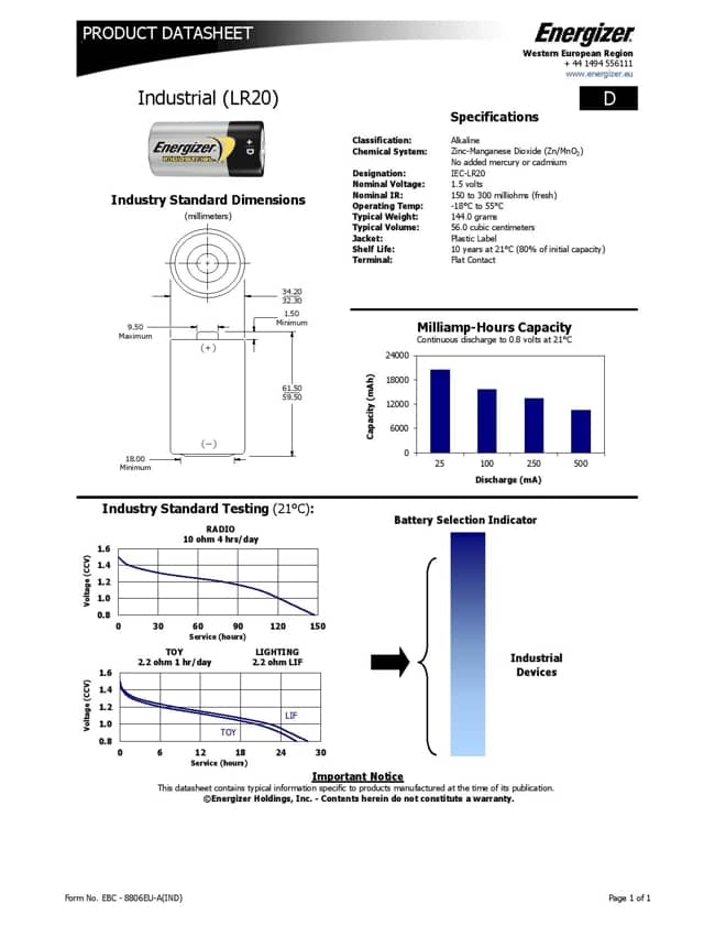 Batérie Energizer Industrial D LR20 alkaline 12 ks - 3